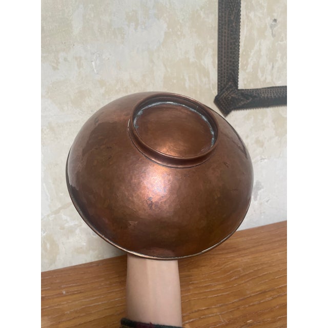 Metal Antique Arts & Crafts Copper Footed Trinket Bowl For Sale - Image 7 of 9