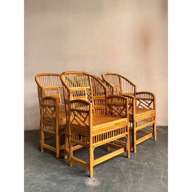 Wood Vintage Boho Rattan Brighton Pavillion Dining Chairs - Set of 4 For Sale - Image 7 of 10