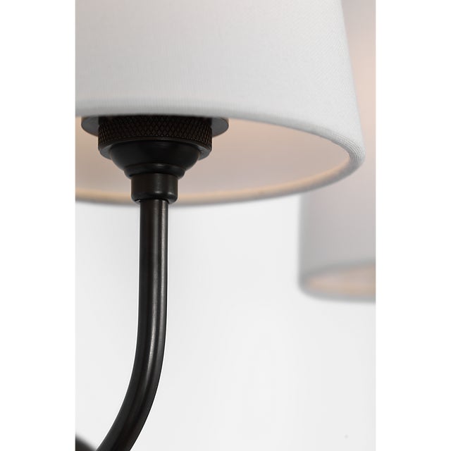 Black Thomas O'Brien for Visual Comfort Signature Vendome 16" Cordless Double Sconce in Bronze with Linen Shades For Sale - Image 8 of 10