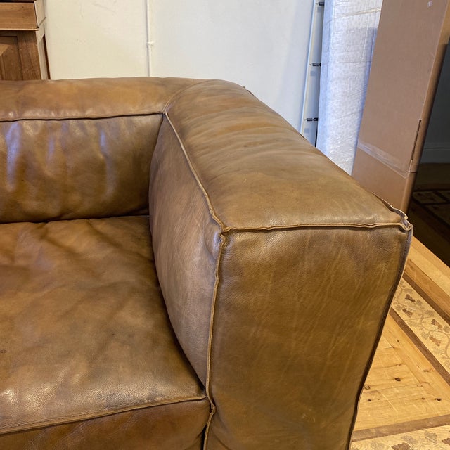 Restoration Hardware Fulham Leather Sofa | Chairish