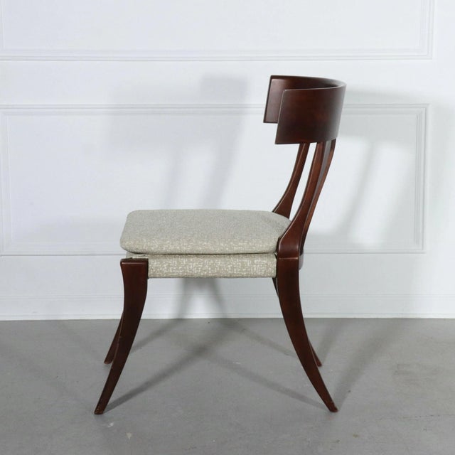 Mid Century Walnut Klismos Upholstered Side Chairs - Set of 4 For Sale - Image 4 of 10