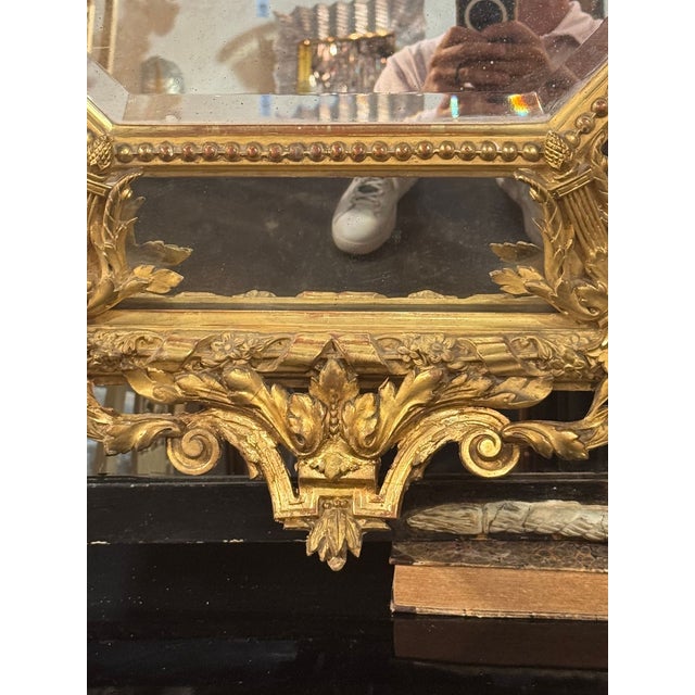 Wood 19th C. French Louis XV Giltwood Cushion Mirror For Sale - Image 7 of 9