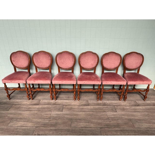 Brown Italian Chairs in Beech and Velvet, 1960s, Set of 6 For Sale - Image 8 of 16