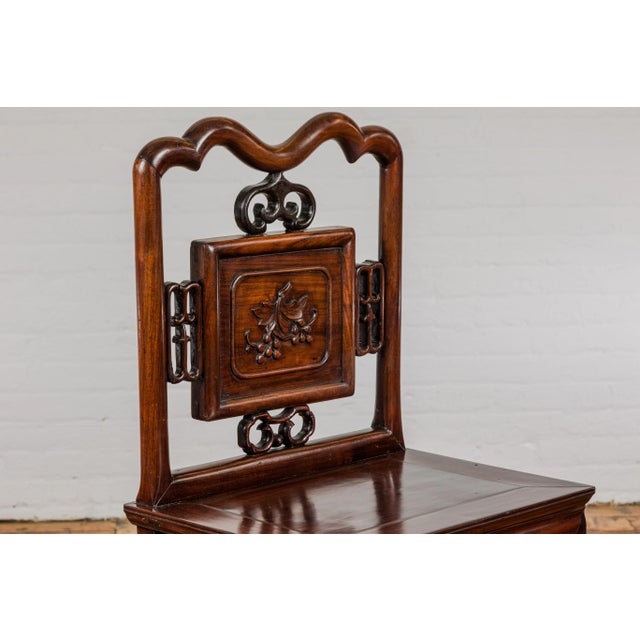 Qing Dynasty Period Rosewood Side Chair with Carved Splat and Grapevine Motif For Sale - Image 11 of 12