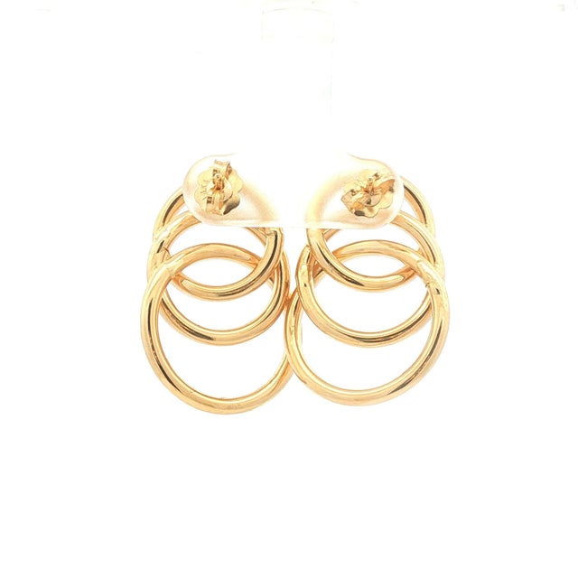 Contemporary Late 20th Century Pair of 14k Gold Interlocking Circle Earrings For Sale - Image 3 of 3
