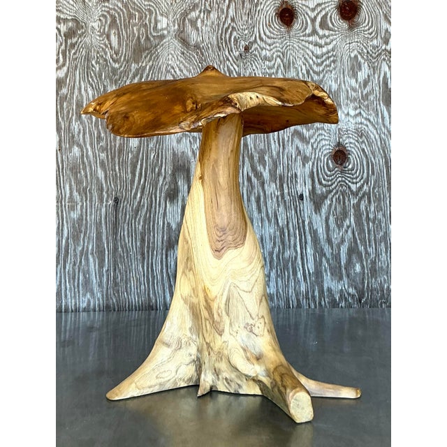 Wood Vintage Boho Carved Mushroom For Sale - Image 7 of 10