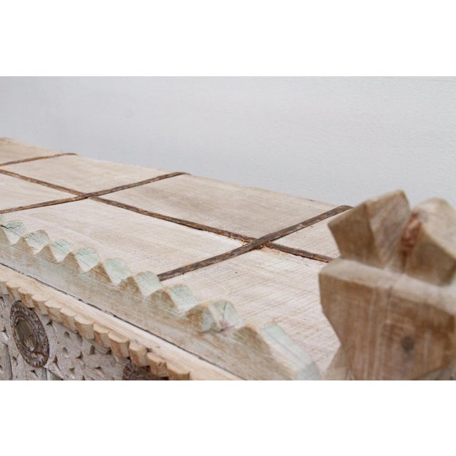 Wood 1960s Carved Bleached Wood Damachiya Tribal Cabinet For Sale - Image 7 of 10