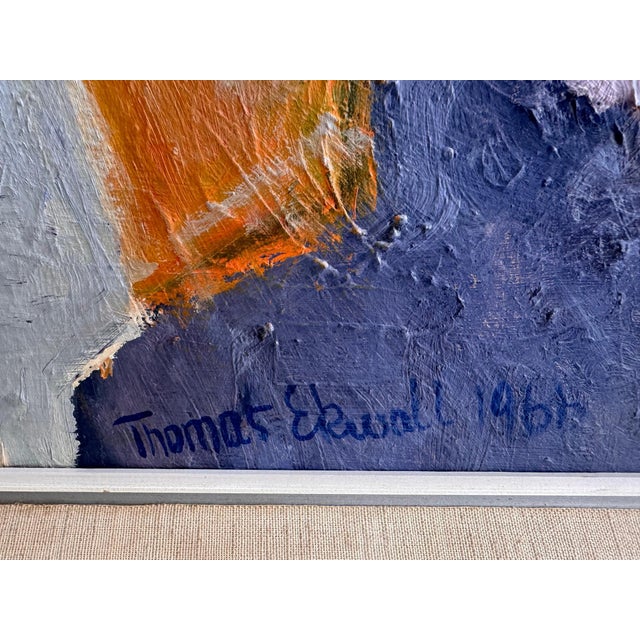 Blue 1966 Abstract Swedish Modern Portrait Painting by Thomas Ekvall For Sale - Image 8 of 12