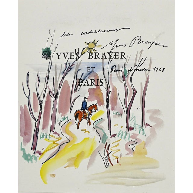Yves Brayer, Knight In the Wood, Ink and Watercolor, 1968 For Sale - Image 3 of 3