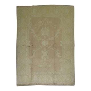 Vintage Inspired Zabihi Collection Turkish Oushak Square Neutral Rug For Sale