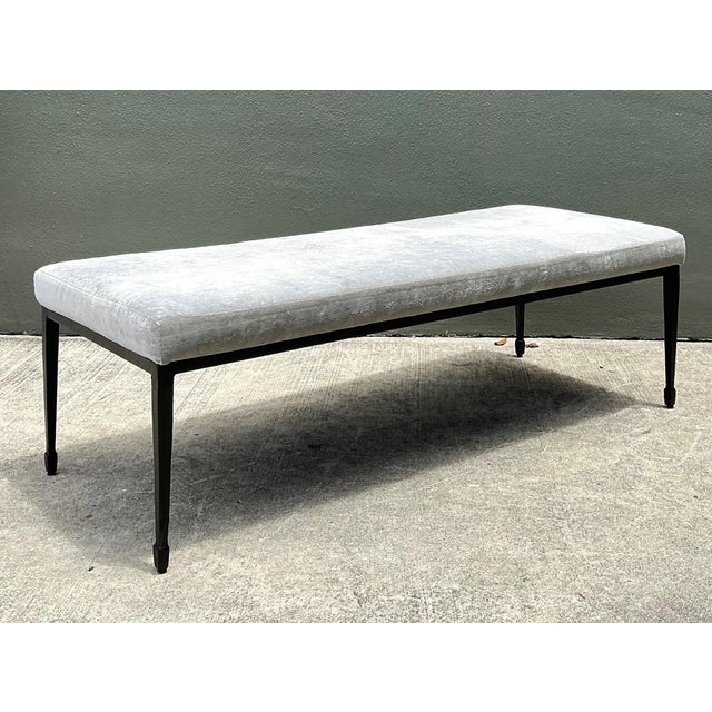 Vintage Bernhardt Upholstered Metal Frame Bench For Sale - Image 14 of 16