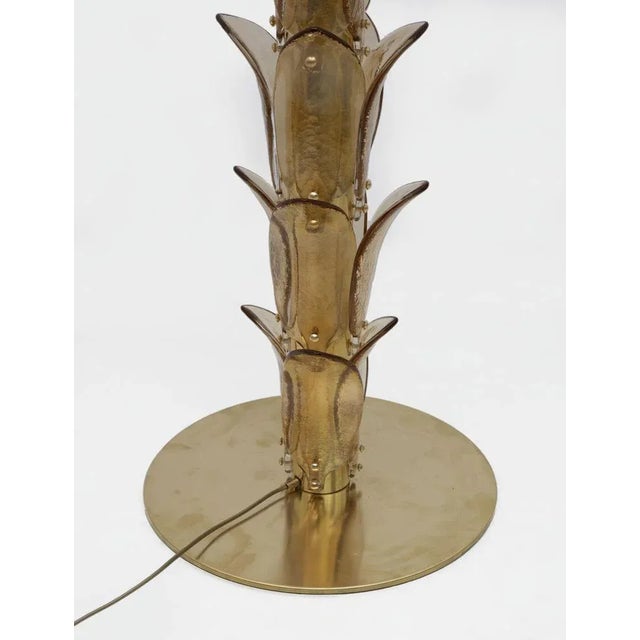 Murano Glass and Brass Palm Tree Floor Lamp, 1970s For Sale - Image 4 of 11