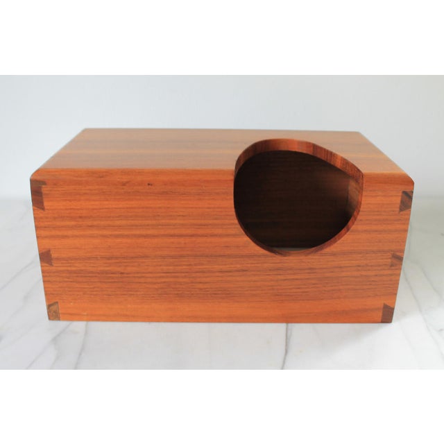 Vintage handmade wood tissue box cover. Makers mark inside. Some light age wear. Pictured.