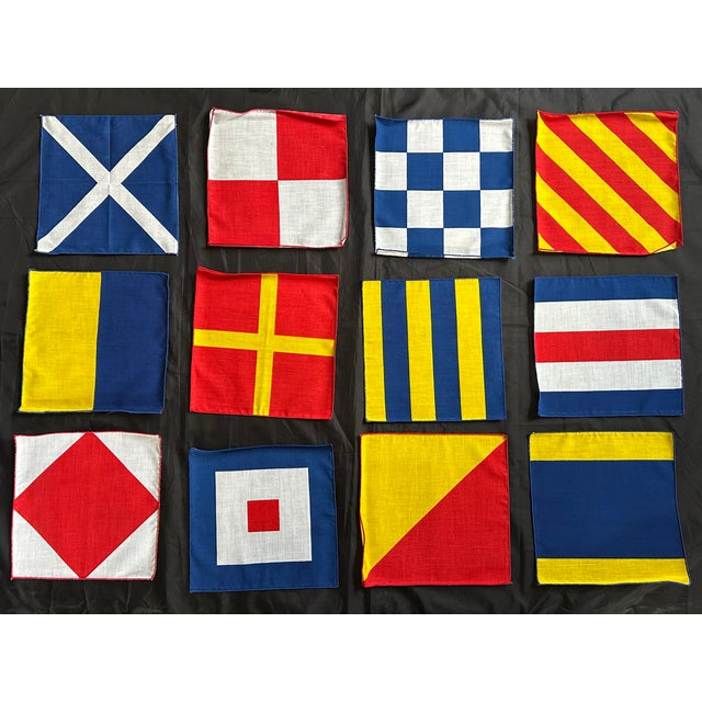 Nautical Flag Signal Cloth Cocktail Napkins Set of 12 For Sale - Image 15 of 17