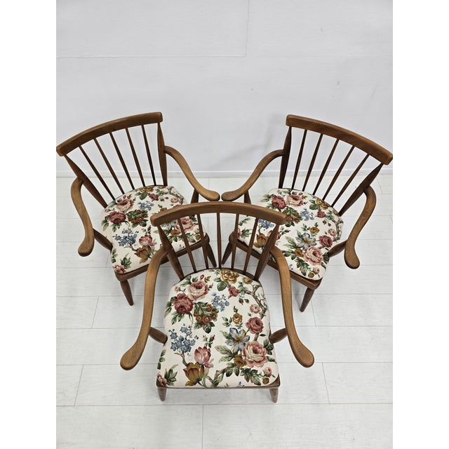 Mid-Century Modern Lounge Chairs with Floral Fabric by Anna-Lülja Praun, Austria, 1950s, Set of 3 For Sale - Image 4 of 18