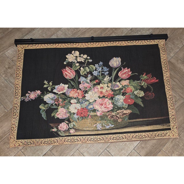 Textile Decorative 20th C Floral Basket Tapestry For Sale - Image 7 of 9