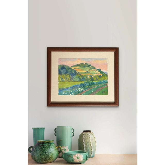 1960s Mid Century "Napa Valley Landscape" Watercolor on Paper For Sale - Image 5 of 5
