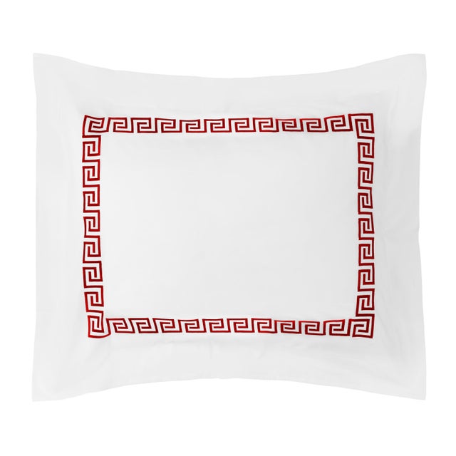Greek Key King Sham, Red