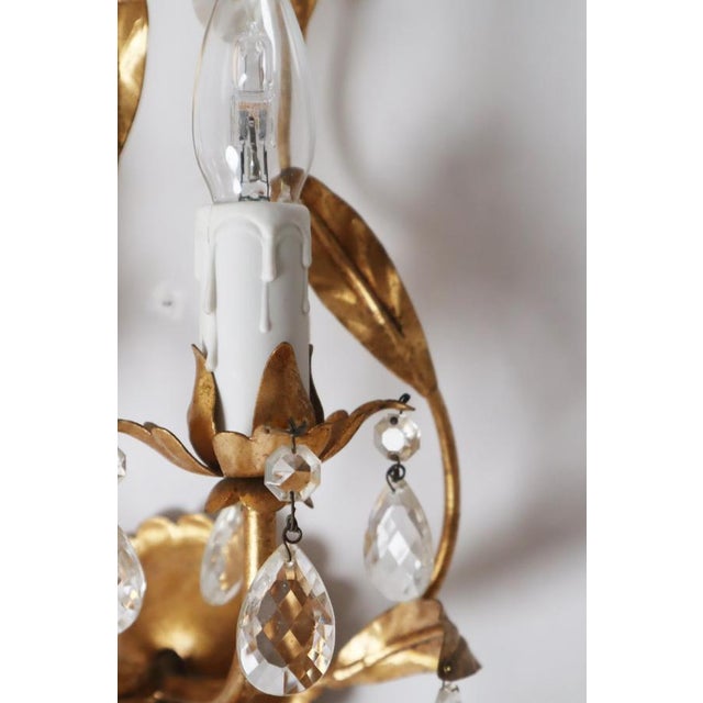 Venetian Hollywood Regency Gilt Crystal Wall Lights, Italy, 1970s, Set of 3 For Sale - Image 10 of 18