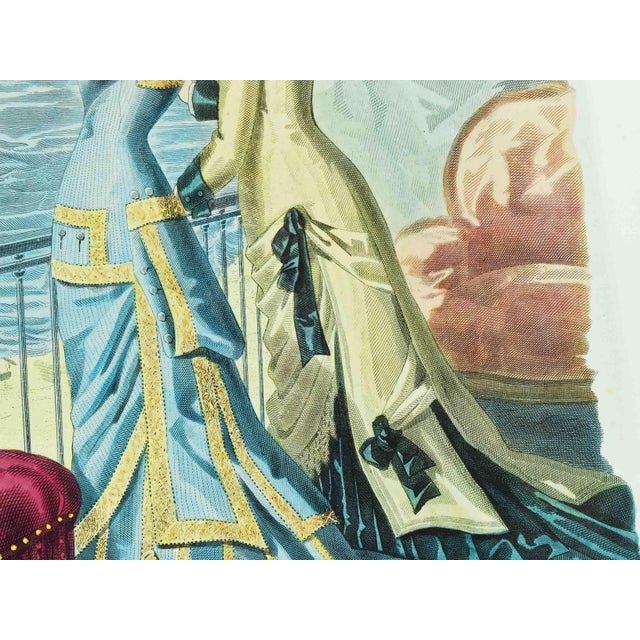 Victorian Early 20th Century Victorian Fashion Plate European Periodical Print Framed Reproduction For Sale - Image 3 of 10