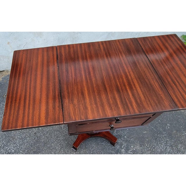 1940s Mahogany Empire Drop Leaf End Table With Two Drawers For Sale - Image 9 of 10