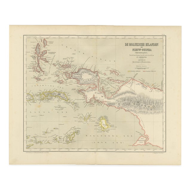 Antique Dutch Colonial Map of the Moluccas and New Guinea by Dornseiffen, 1884 For Sale