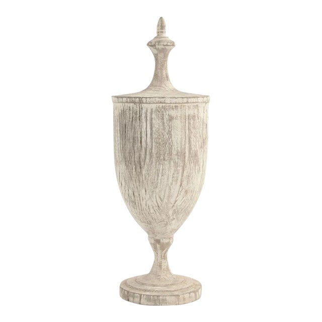 Patterdale Wooden Urn Finial in White For Sale