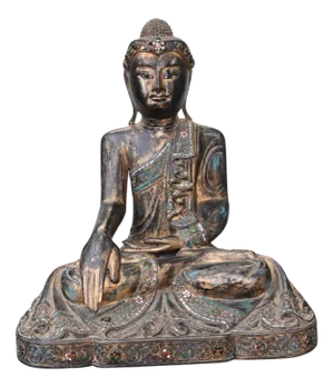 Vintage Burmese Buddha Statue Seated Meditation Lotus Pose