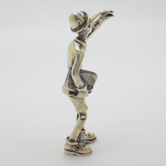 Vintage Italian Handmade 800 Silver Pinocchio Going to School Figurine, Arezzo, 1980s For Sale - Image 6 of 12