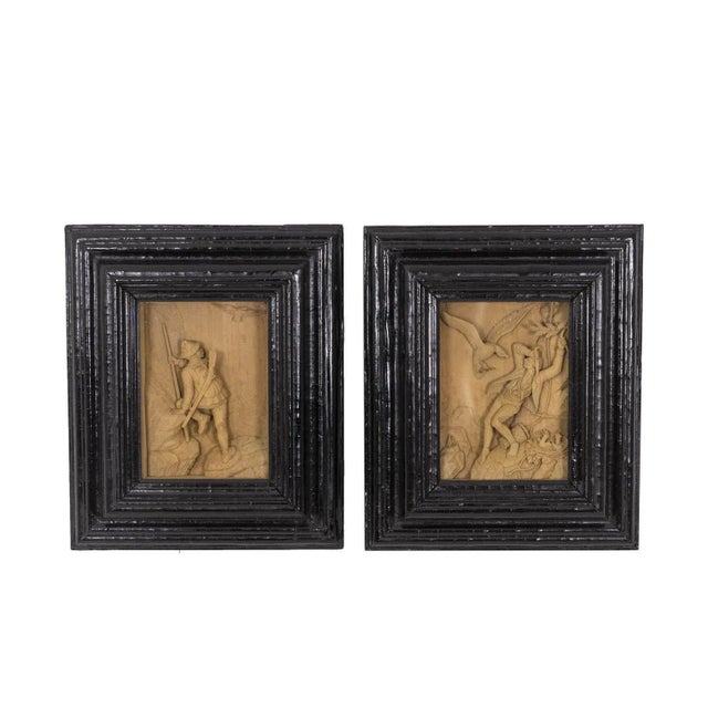 Late 19th Century Small Sculpted Pictures, 1880s, Set of 2 For Sale - Image 5 of 5