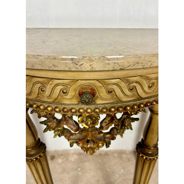 Italian Neoclassical Polychromed Console Table with Marble Top, Mid-20th Century For Sale - Image 13 of 16