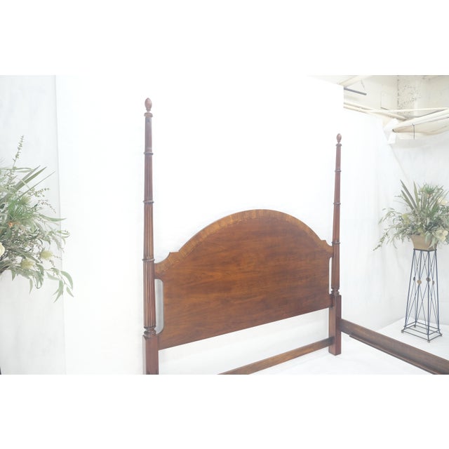 Mid 20th Century Mahogany King Size Banded Headboard Poster Bed w/ Turned Finials MINT! For Sale - Image 5 of 15