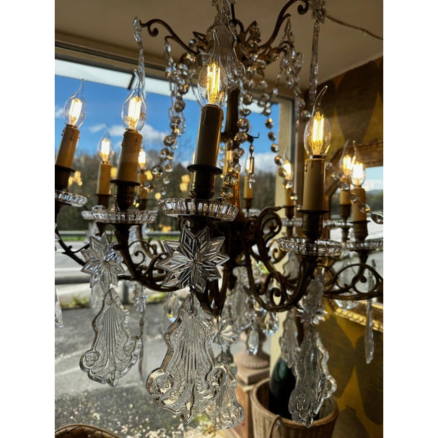 Gold 19th Century Crystal and Bronze Chandelier For Sale - Image 8 of 18