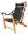 Celtia Black Leather and Solid Wood Lounge Chair For Sale