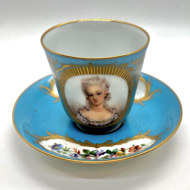 19th Century Antique Porcelain Cup and Saucer, 1800, Set of 2 For Sale - Image 5 of 13