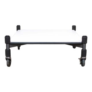 Post-Modern Low Coffee Table or End Table White Laminate & Metal on Casters Style Brian Kaneodern For Sale