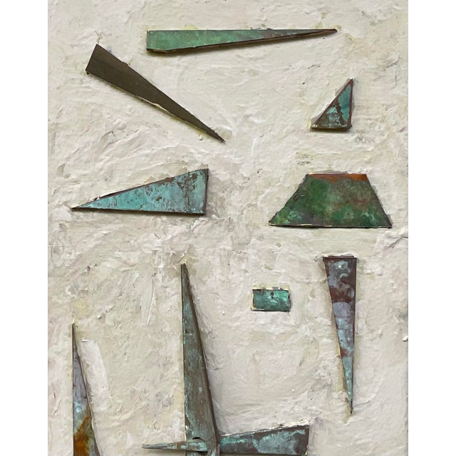 Turquoise Exquisite Pair of Joseph Malekan Abstract Mixed-Media Wall Sculptures For Sale - Image 8 of 14
