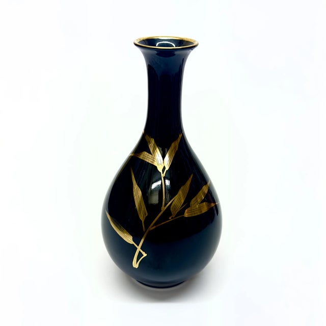 Mid 20th Century Black and Gold Embellished Ceramic Vase Curation - Group of 3 For Sale - Image 10 of 12