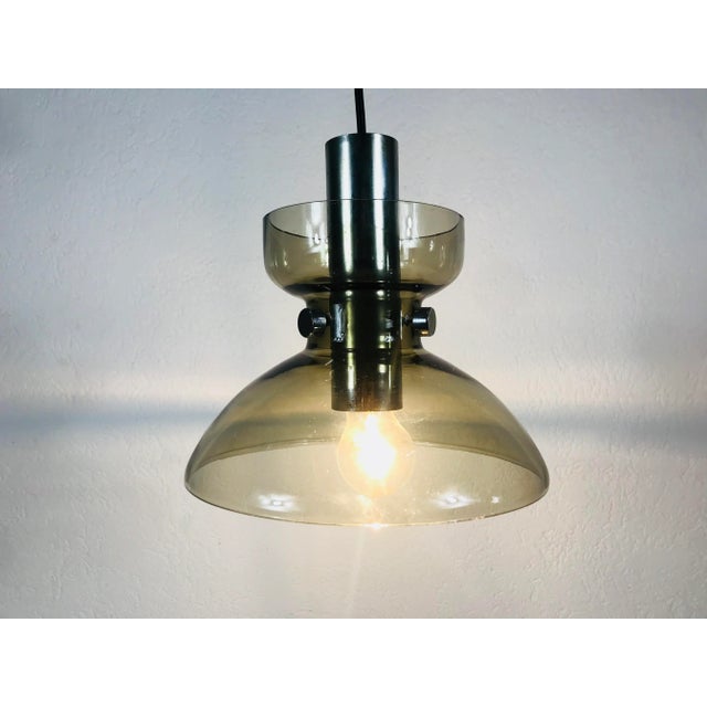 1970s Glass and Chrome Pendant Lamp by Glashütte Limburg, Germany For Sale - Image 9 of 10