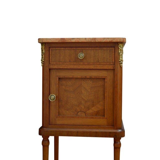 Antique French Mahogany Bedside Cabinets with Marble Tops, 1900, Set of 2 For Sale - Image 15 of 16
