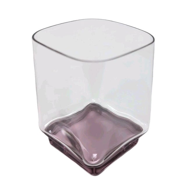 1970s Luigi Bormioli Light & Music Van Gogh Set of 4 Crystal Amethyst Rocks Glasses Square #C131vk For Sale - Image 4 of 7