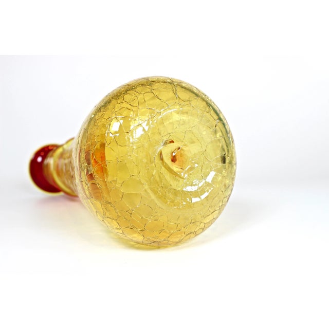 1960's Handblown Spiral Amberina Crackle Glass Decanter For Sale - Image 10 of 11