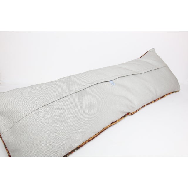 Antique Vintage Tribal Handwoven Wool Lumbar Pillow -16'' X 46'' For Sale - Image 11 of 11