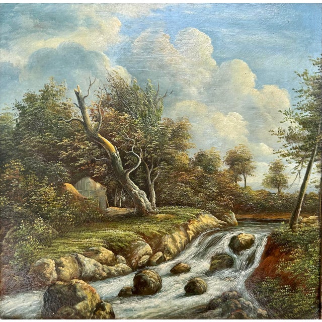 Large Florentine Giltwood Box With J. Van Ruisdael Dutch Landscape Painting. For Sale - Image 11 of 14
