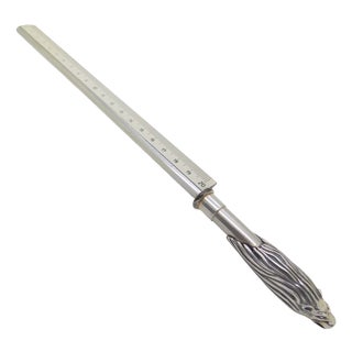 Vintage Italian Sterling Silver 925 Lion Head Ruler Letter Opener by Ottaviani, 1980s For Sale