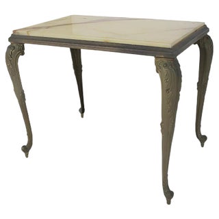 Vintage Regency Marble and Brass Side Table, 1950s For Sale