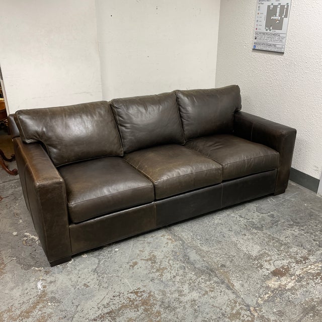 Crate & Barrel Axis Leather 3Seat Sofa Chairish