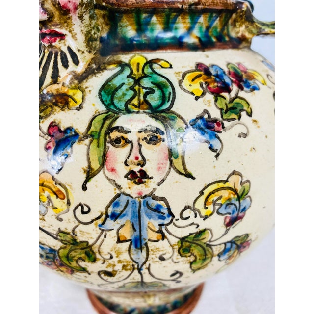 Ceramic Antique Renaissance Revival Italian Terra-Cotta Decorated Pitcher For Sale - Image 7 of 13