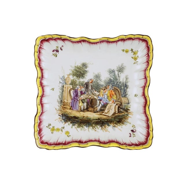 A beautiful pair of early French faience square dishes, each signed with the initials "RX." We have seen similar items...