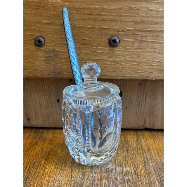 This beauty is in excellent condition. No chips or cracks. 3.75” x 2” See pics for measurements. This set comes with jar,...